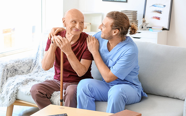Caretaker providing companionship care to a senior in Newtown, PA.
