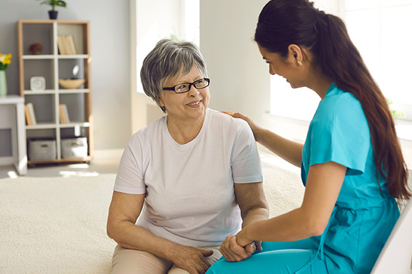 Elderly man receiving senior home care from our caregivers in Newtown, PA.